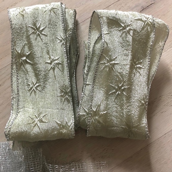 Bundle of Gold Lame Silver Netting & Wired Ribbon - Picture 6 of 16